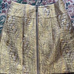 BCBGMaxAzria Metallic Gold Mini Skirt